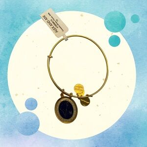 NWT Alex and Ani Pieces Celestial Wheel Gold Adjustable Charm Bangle Bracelet
